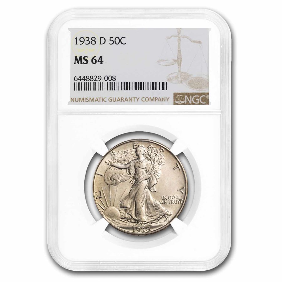 1938-D Walking Liberty Half Dollar MS-64 NGC