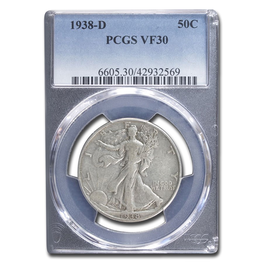 1938-D Walking Liberty Half Dollar VF-30 PCGS
