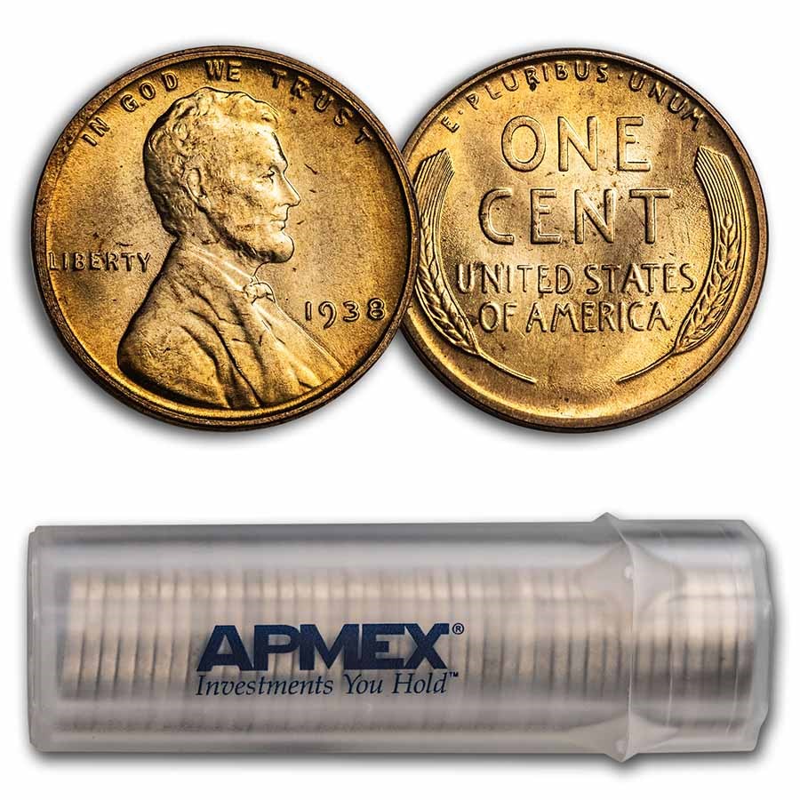 1938 Lincoln Cent 50-Coin Roll BU