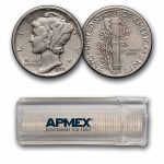 1938 Mercury Dime 50-Coin Roll Avg Circ