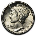1938 Mercury Dime BU
