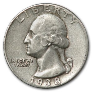1938 Washington Quarter XF