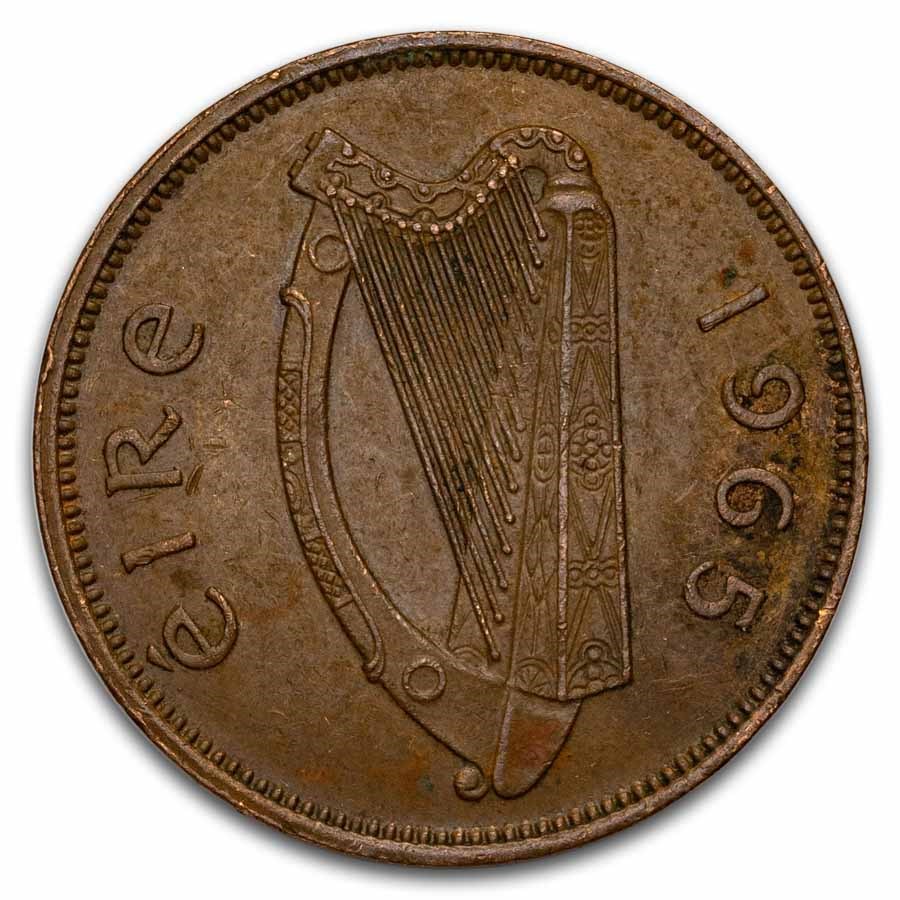 1939-1967 Ireland Large 1/2 Penny Avg Circ