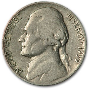 1939 Jefferson Nickel Doubled Die Reverse VG