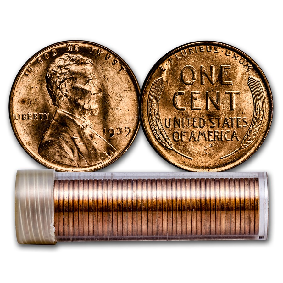 1939 Lincoln Cent 50-Coin Roll BU