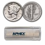 1939-S Mercury Dime 50-Coin Roll Avg Circ