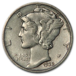 1939-S Mercury Dime XF