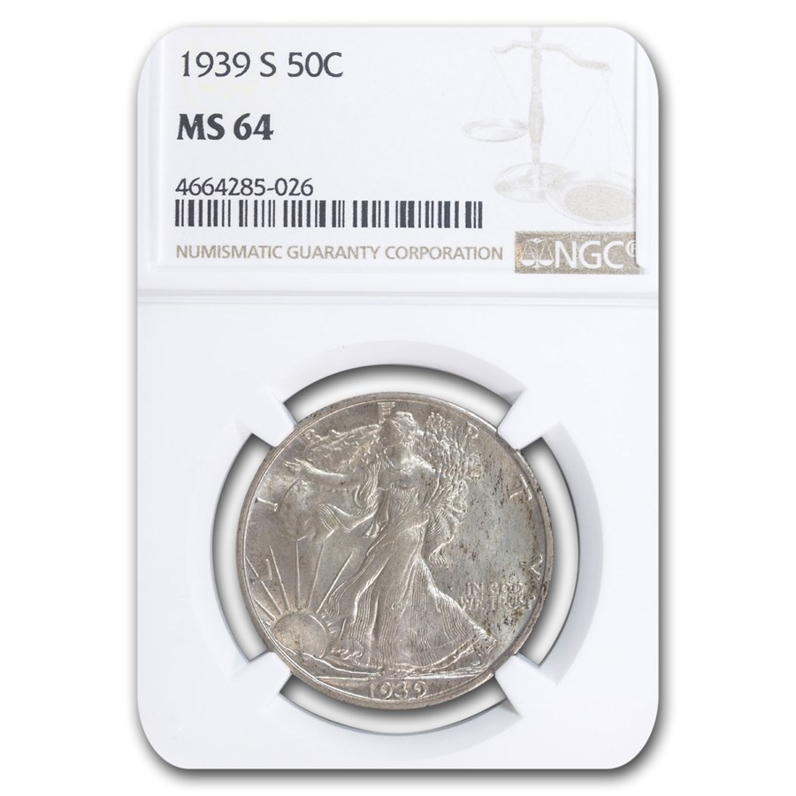 1939-S Walking Liberty Half Dollar MS-64 NGC