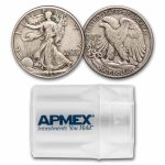 1939 Walking Liberty Halves 20-Coin Roll Avg Circ