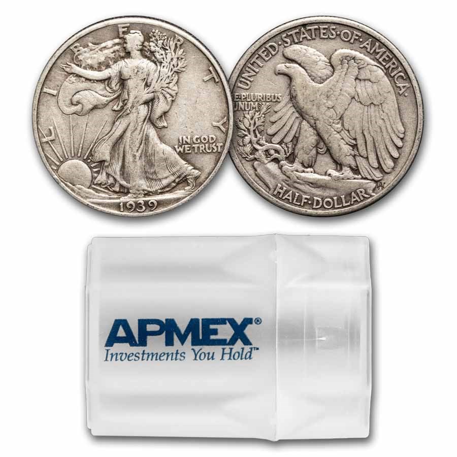 1939 Walking Liberty Halves 20-Coin Roll Avg Circ