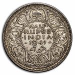 1940-1945 India Silver 1/2 Rupee George VI Avg Circ