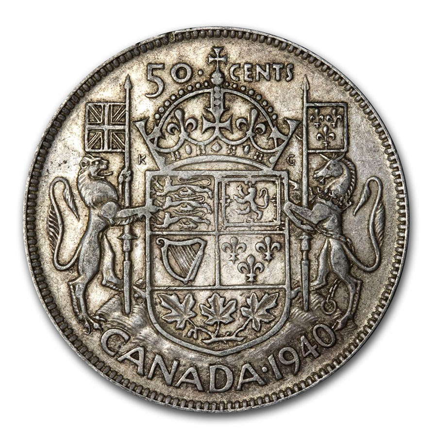 1940 Canada Silver 50 Cents George VI XF