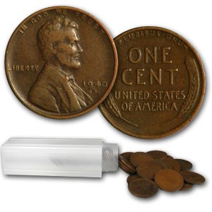 1940-D Lincoln Cent 50-Coin Roll Avg Circ