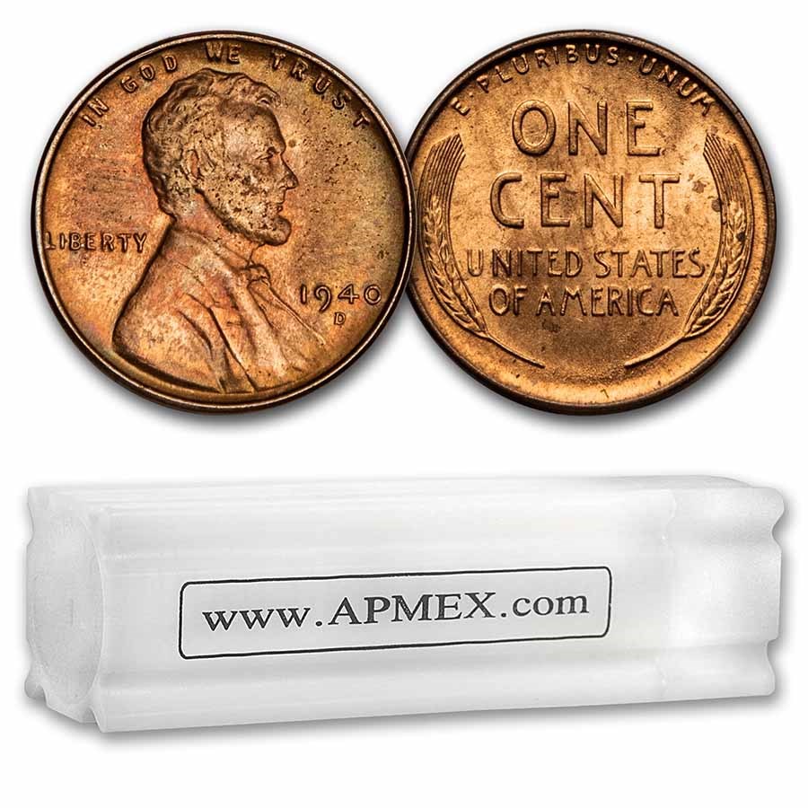 1940-D Lincoln Cent 50-Coin Roll BU