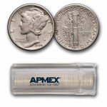 1940-D Mercury Dime 50-Coin Roll Avg Circ