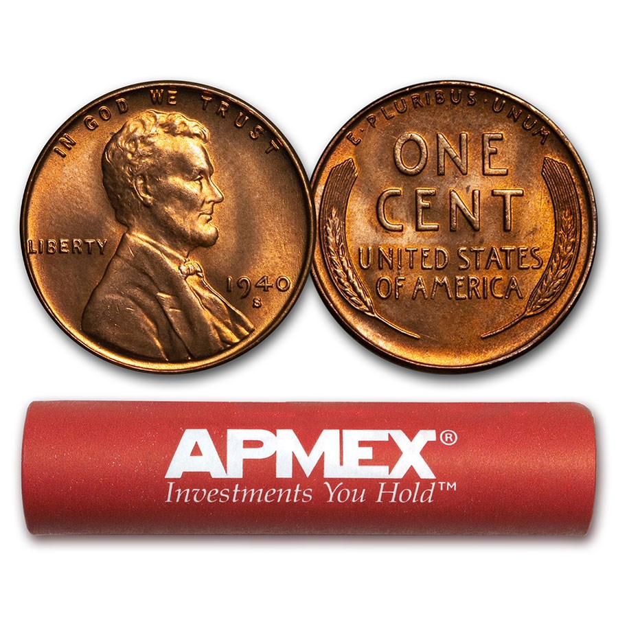 1940-S Lincoln Cent 50-Coin Roll BU