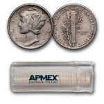 1940-S Mercury Dime 50-Coin Roll Avg Circ
