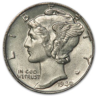 1940-S Mercury Dime XF