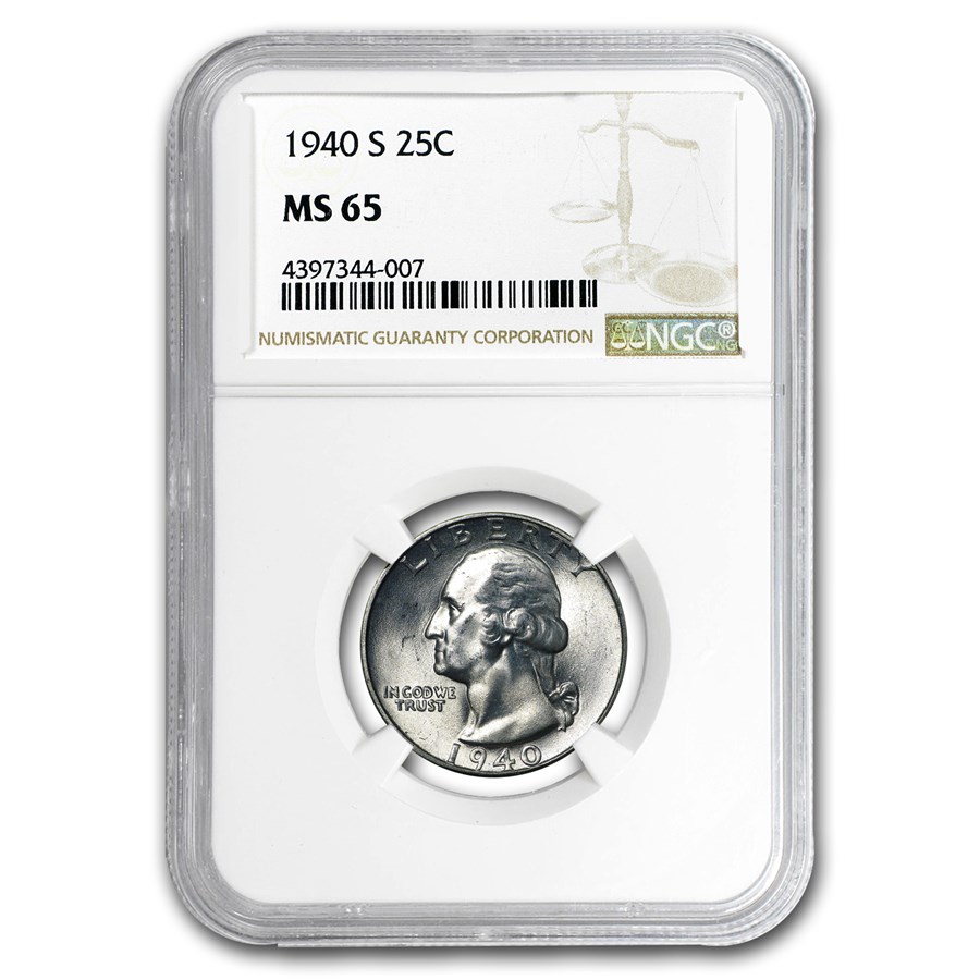 1940-S Washington Quarter MS-65 NGC