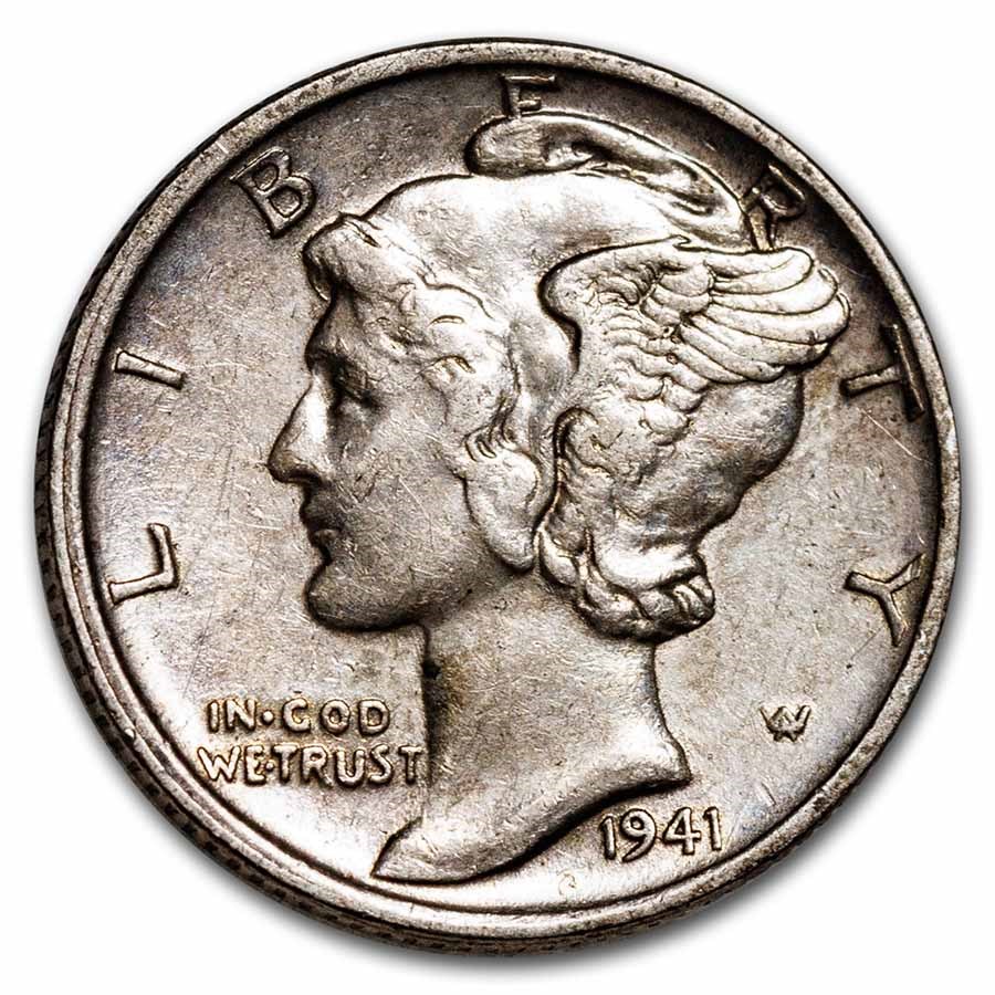 1941 Mercury Dime AU