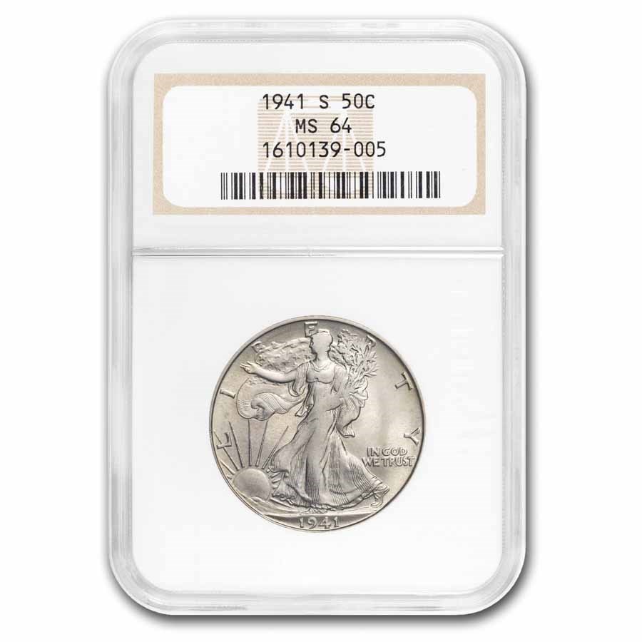 1941-S Walking Liberty Half Dollar MS-64 NGC