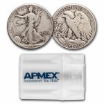 1941 Walking Liberty Halves 20-Coin Roll Avg Circ