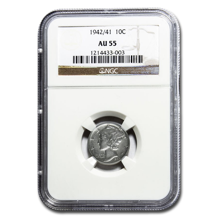 1942/41 Mercury Dime AU-55 NGC