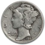 1942/41 Mercury Dime VG