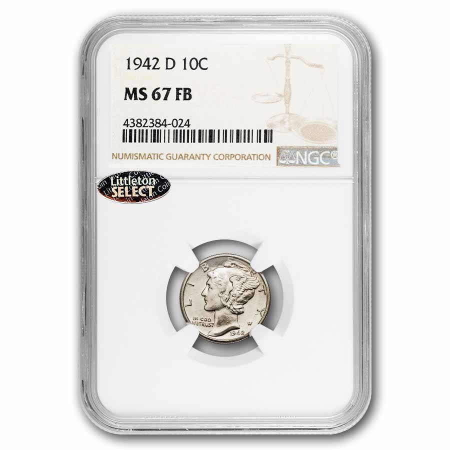 1942-D Mercury Dime MS-67 FB NGC
