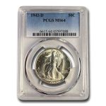 1942-D Walking Liberty Half Dollar MS-64 PCGS