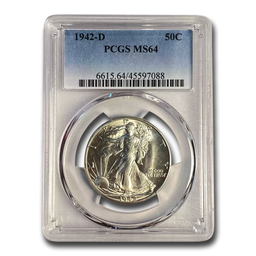 1942-D Walking Liberty Half Dollar MS-64 PCGS