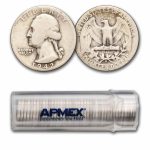 1942-D Washington Quarter 40-Coin Roll Avg Circ