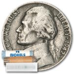 1942 Jefferson Nickel 40-Coin Roll Avg Circ