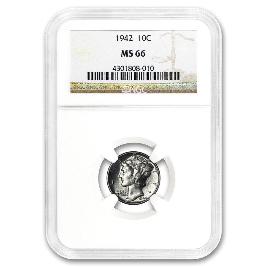 1942 Mercury Dime MS-66 NGC