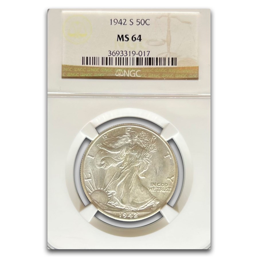1942-S Walking Liberty Half Dollar MS-64 NGC