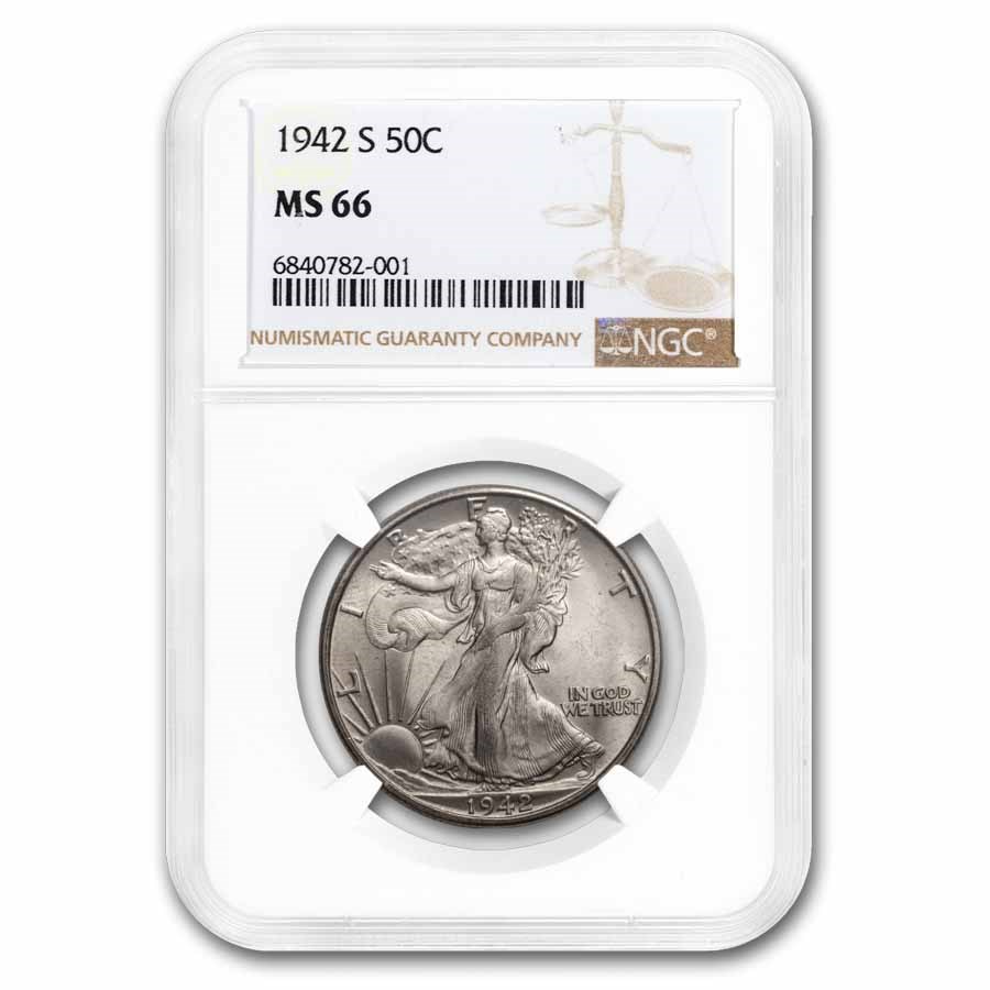 1942-S Walking Liberty Half Dollar MS-66 NGC