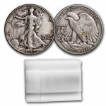 1942 Walking Liberty Halves 20-Coin Roll Avg Circ