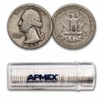 1942 Washington Quarter 40-Coin Roll Avg Circ