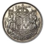 1943 Canada Silver 50 Cents George VI AU
