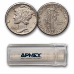 1943-D Mercury Dime 50-Coin Roll Avg Circ