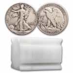 1943-D Walking Liberty Halves 20-Coin Roll Avg Circ