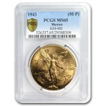 1943 Mexico Gold 50 Pesos MS-65 PCGS