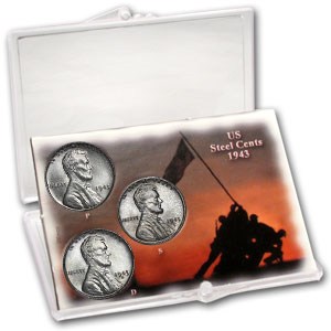 1943-P-D-S Lincoln Steel Cent Set BU