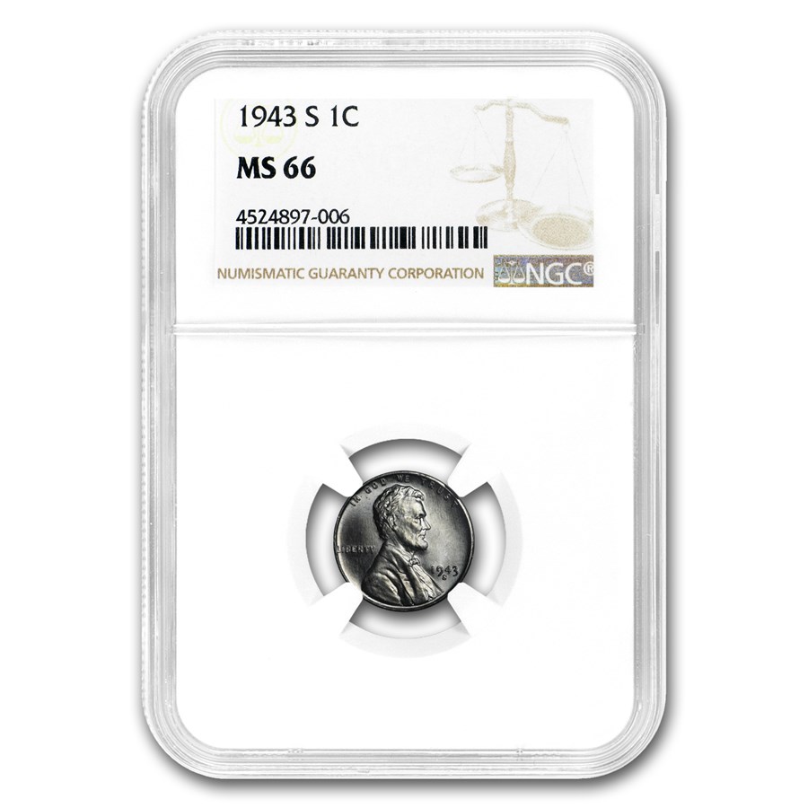 1943-S Lincoln Cent MS-66 NGC