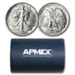 1943 Walking Liberty Half Dollar 20-Coin Roll BU