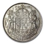 1944 Canada Silver 50 Cents George VI AU