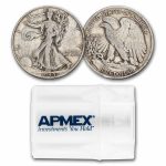 1944-D Walking Liberty Halves 20-Coin Roll Avg Circ