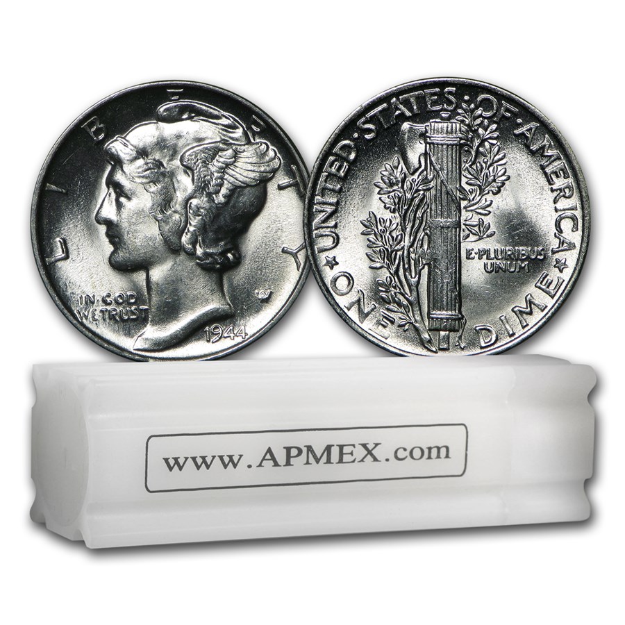 1944 Mercury Dime 50-Coin Roll BU