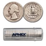 1944-S Washington Quarter 40-Coin Roll Avg Circ