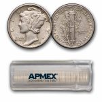 1945-D Mercury Dime 50-Coin Roll Avg Circ